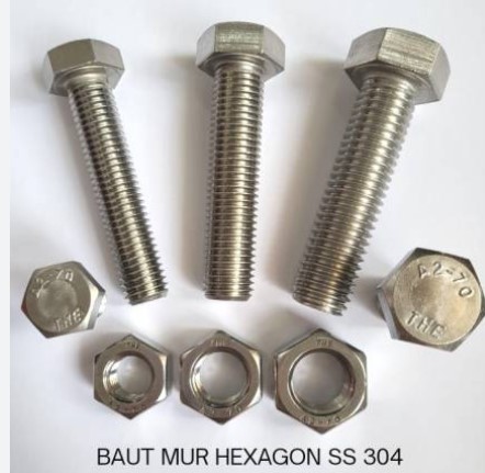 Baut Stainless Steel 304 Berbagai Ukuran (per 100 pcs)